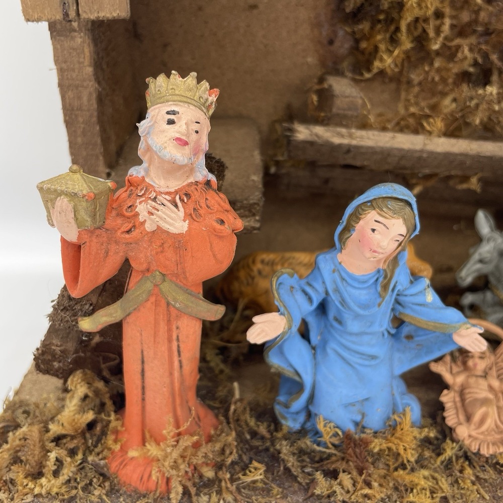 Vintage 1950's Nativity Set 8 Arial Figurines Stable Made in Italy Christmas‎ - Picture 2 of 16